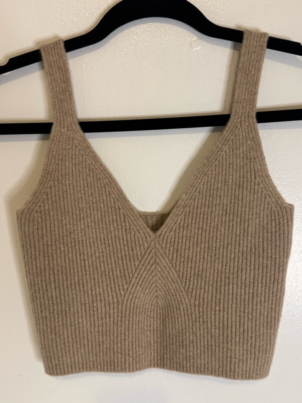 J. Crew Cashmere V‑Neck Crop Tank Top - Taupe Tan Beige